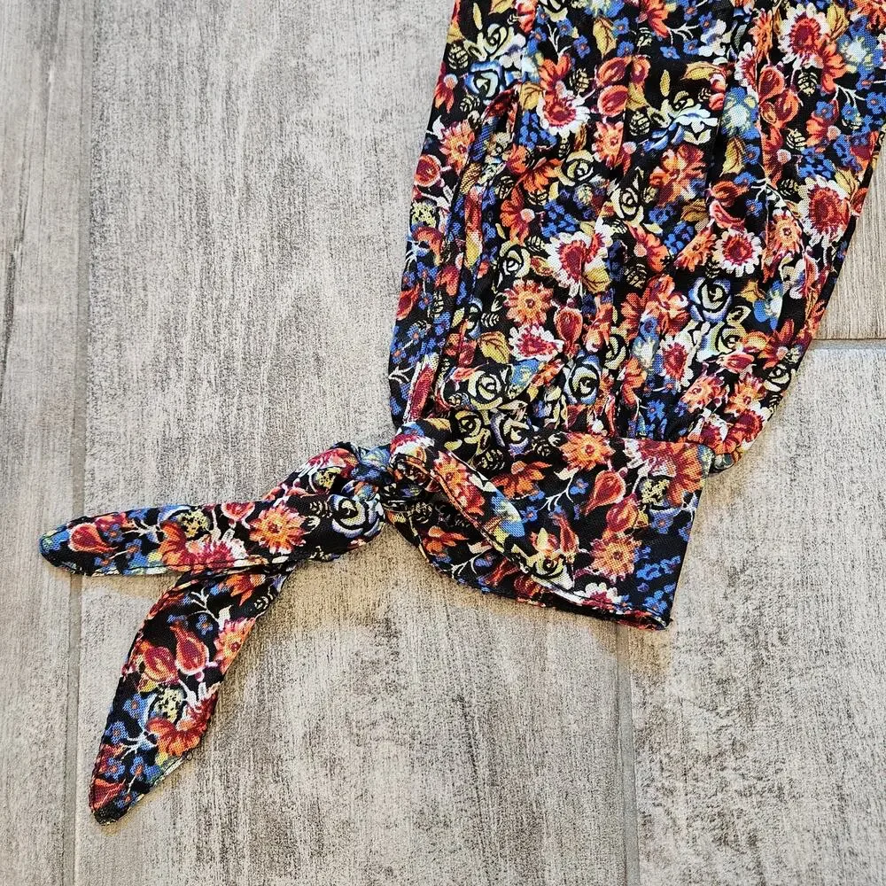 Free People Top Womens S All Dolled Up floral long sleeve mesh turtleneck‎ crop